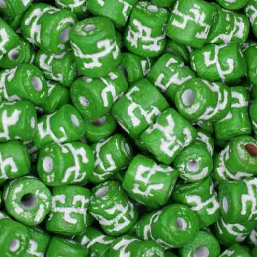 6 x 8mm Small Tube Clay Beads, Green, Pack of 20