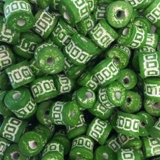 Medium Clay Tube Beads, Green, Pack of 10