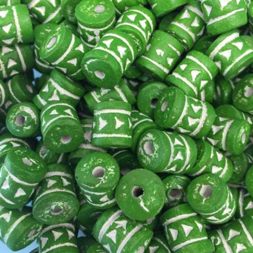 Medium Clay Tube Beads, Green, Pack of 10