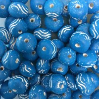 Oval Round Clay Beads, Aqua, Pack of 10