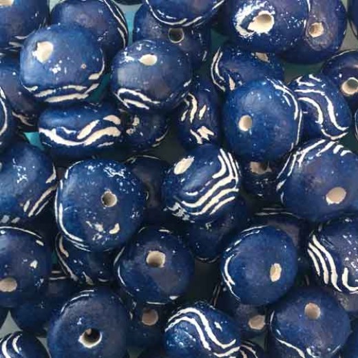 Oval Clay Beads, Dark Blue, Pack of 10