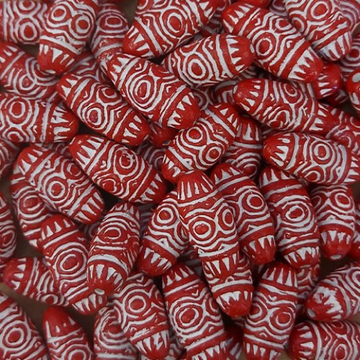 Large Oval Clay Beads, Red, Pack of 5