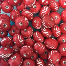 Oval Round Clay Beads, Red, Bulk Bag Approx. 250g