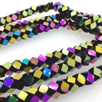 Faceted Clear Glass Strand, 8mm, 66 Beads Per Strand, Black Rainbow