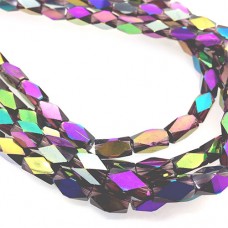 Faceted Clear Glass Strand, 13x7mm, 32 Beads Per Strand, Purple Rainbow