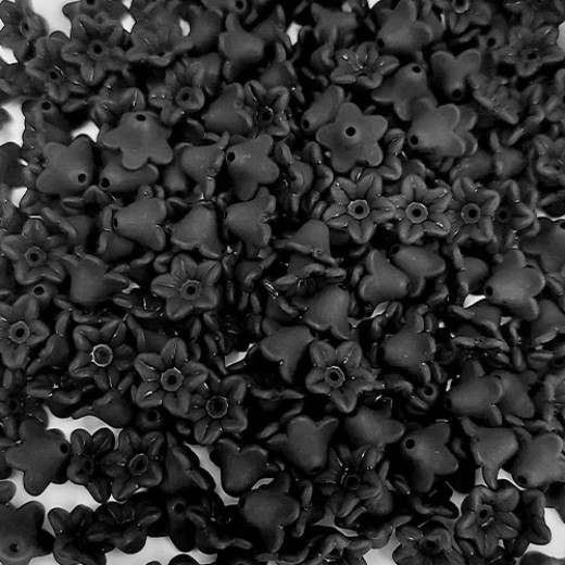 9mm Lucite Flowers in Frosted Black, 10g pack