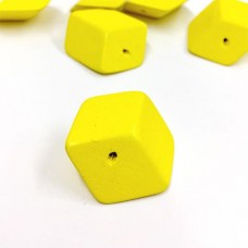 30mm, Wooden Squashed Cube, Pack of 10, Yellow