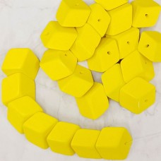 Wooden Slider Bead, Flat Cube, Pack of 30, Yellow, 30mm