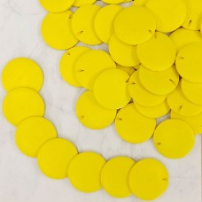 Wooden Slider Bead, Flat Disc, Pack of 30, Yellow, 30mm