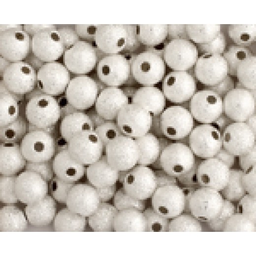 6mm Round Stardust Bead, Silver, Pack of 10