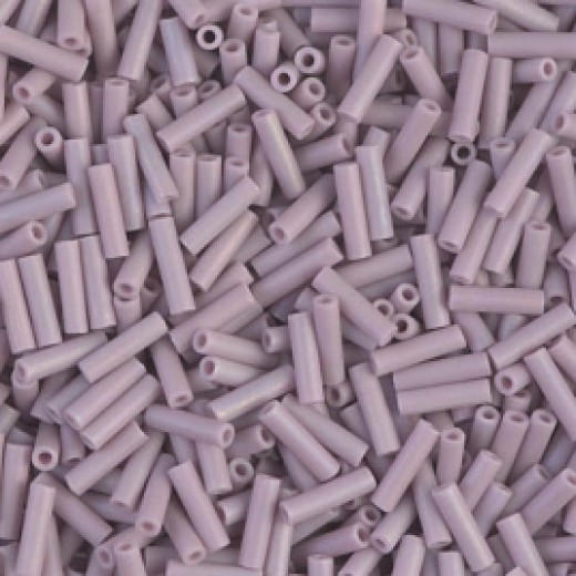 Matte Opaque Mauve AB Miyuki Bugle Beads 6mm, Approx 12.5 Grams