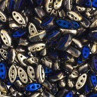 Black/California Blue 3-Hole Cali Beads, 50pcs