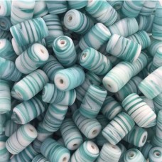 Matte Glass Swirls, 10 x 14mm Tubes, Aqua, Pack of 10