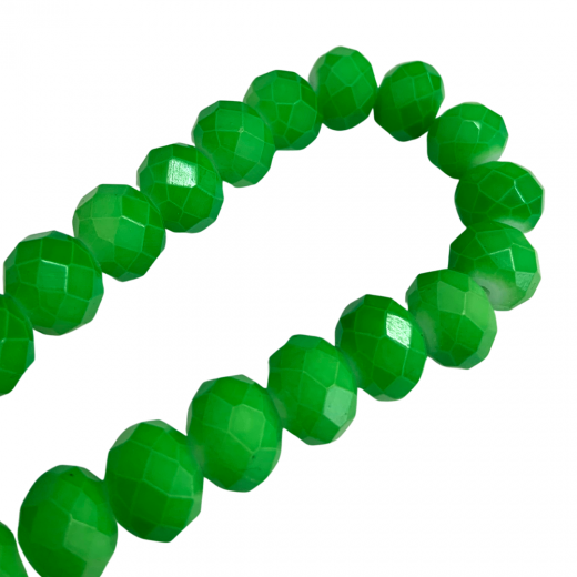 6 x 8mm Crystal Donuts, Neon Green, Strand of 30 Beads