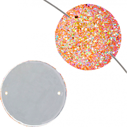 Sew-on Sugar Stone, Round, 22mm, Light Pink AB, 1 pc