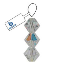 3mm Crystal AB Preciosa Bicones, Pack of 48