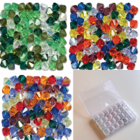 28 colours of Czech Preciosa 3mm Bicones, 24 pieces of each colour, supplied with a free storage box.