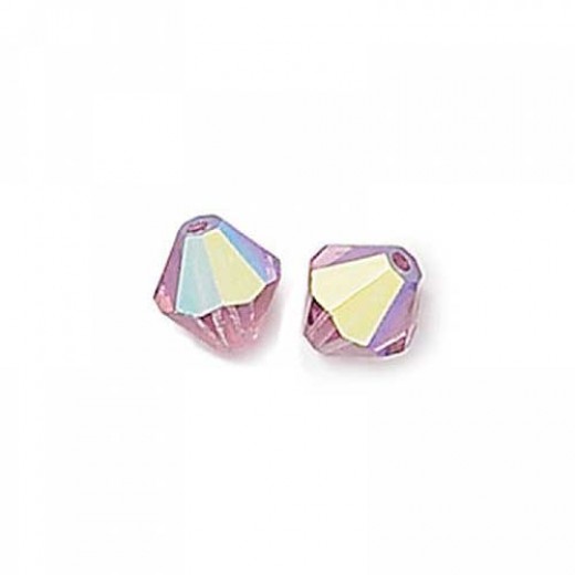 3mm Light Amethyst AB Preciosa Bicones, Pack of 48