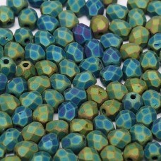 Jet Matted Green Iris  3mm Firepolished Beads, Pack of 120pcs