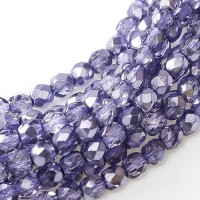 Violet Metallic Ice 4mm Firepolished beads, 120pcs approx.