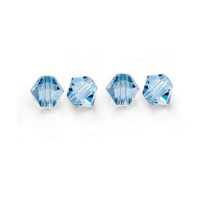 Aquamarine  Czech Machine Cut 4mm Preciosa Bicones, Bag of 48 Pieces
