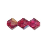 Fuchsia AB 4mm Preciosa Bicones, 48 Pcs