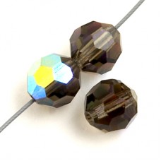 Black Diamond AB 6mm Round Crystals on 5" Strand, 21 pieces