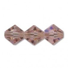 Light Rose AB, 4mm Preciosa Bicones, 48 Pcs