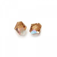 Topaz, Light Colorado AB 4mm Preciosa Bicones, Pack of 48