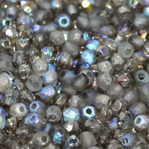 Crystal Graphite Rainbow, 4mm etched firepolished beads, pack of 120pcs
