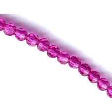 4mm Round Fuchsia Preciosa Crystals on 5" Strand, 21 pieces