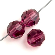 Amythest  Preciosa 6mm Round Crystals on 5" Strand, 21 pieces