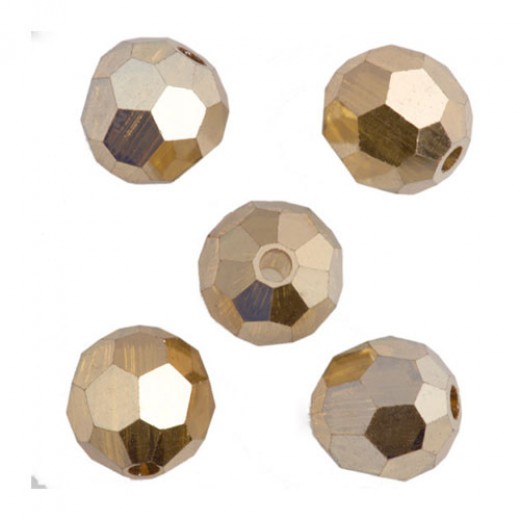 Preciosa 4mm Round Crystal Golden Flare, pack of 48