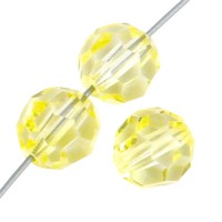 4mm Preciosa Round Crystals on 5" Strand Medium Yellow