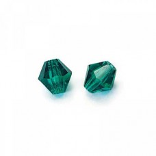 Preciosa 6mm Emerald Czech Machine Cut Bicones, Bag of 24 Pcs