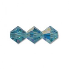 Aquamarine  AB Czech Machine Cut 4mm Preciosa Bicones, Bag of 48 Pieces