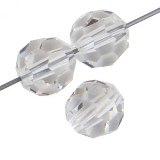 8mm Round Preciosa 8mm Crystals on 5" Strand, Crystal, 15 Beads