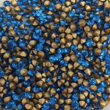 Wholesale Pack Vintage Chaton, Gold Foiled Sapphire, 2mm, Pack of 1000