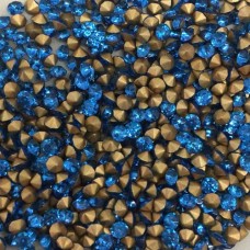 Wholesale Pack Vintage Chaton, Gold Foiled Sapphire, 2mm, Pack of 1000