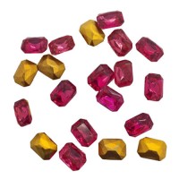 Vintage Gold Foiled Crystal Octagon, Fuschia, 6 x 8mm, Pack of 20