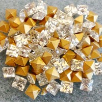 Vintage Chatons, Squares, 3mm, Crystal, Pack of 100