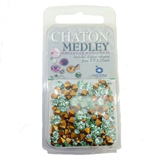Preciosa Chaton Medley, Chrysolite, Approx 5 Grams