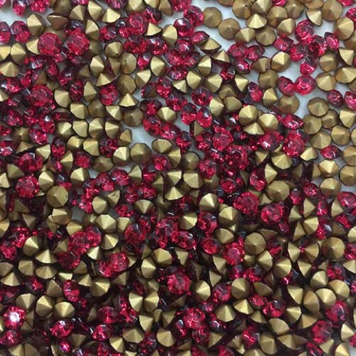 Crystal Chatons, 3.4-3.5mm, SS14,  Ruby Red colour,pack of 100pcs.