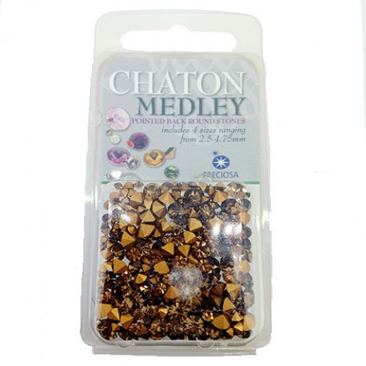 Preciosa Chaton Smoked Topaz Mix, Approx 5 Grams