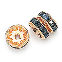 10mm Montana on Gold Rhinestone Rondelles, Pack of 6 10mm Montana on Gold Rhinestone Rondelles, Pack of 6