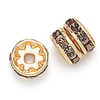 10mm Topaz on Gold Rhinestone Rondelles, Pack of 6 10mm Topaz on Gold Rhinestone Rondelles, Pack of 6