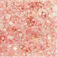 Luster - Transparent Pink/Topaz 6mm Bar Beads - 9gm