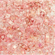 Luster - Transparent Pink/Topaz 6mm Bar Beads - 9gm