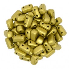 Matte Metallic Aztec Gold 2-Hole Brick Bead - 3 x 6mm -  Pack of 50 