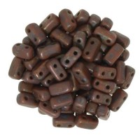 Umber Copper Picasso 2-Hole Brick Bead - 3 x 6mm - Pack of 50 